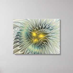Fantasía de flor de plata dorada Arte fractal abst