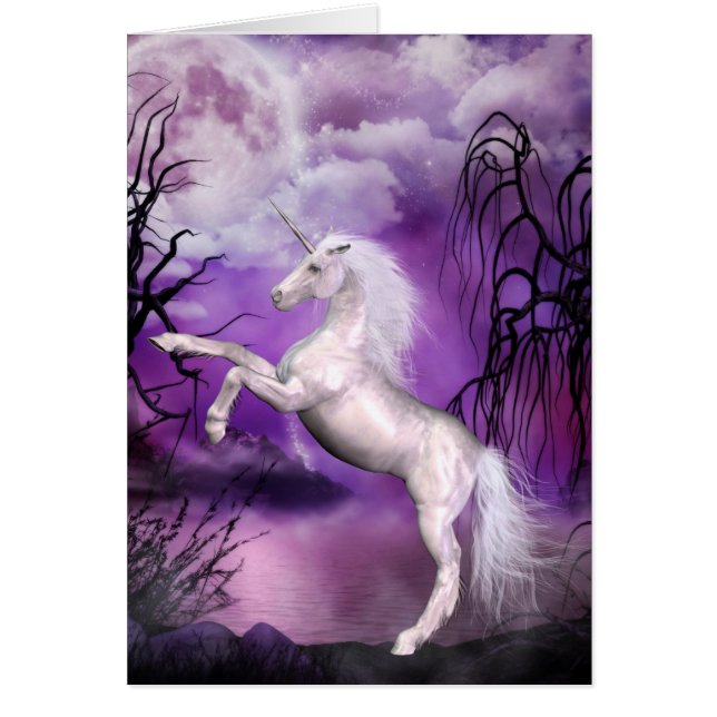 Fantasía de la tarjeta del unicornio (Frente)