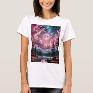 Fantasía de luna rosa Camiseta Sky nocturna de ens