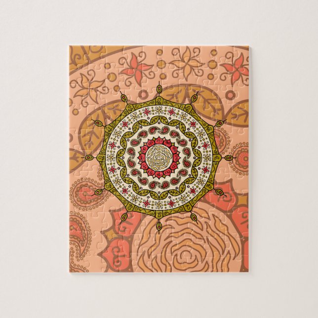 Fantasía de Mehndi Dorado Puzzle (Vertical)