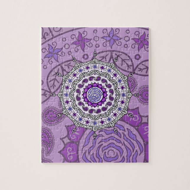 Fantasía de Mehndi en Rompecabezas de Plata (Vertical)