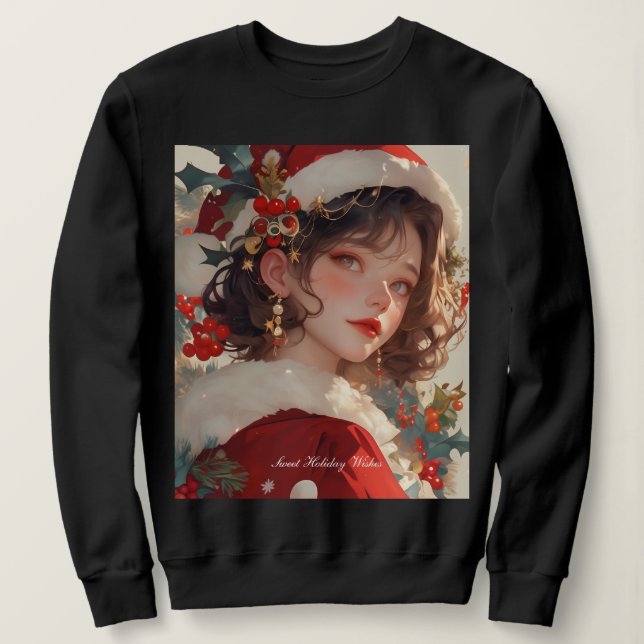 Fantasía de navidades: Mujer romántica sudadera bá (Anverso del diseño)