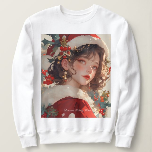 Fantasía de navidades: Mujer romántica sudadera bá (Anverso del diseño)
