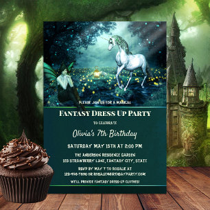 Fantasía de Unicornio Vestida Invitación a fiesta
