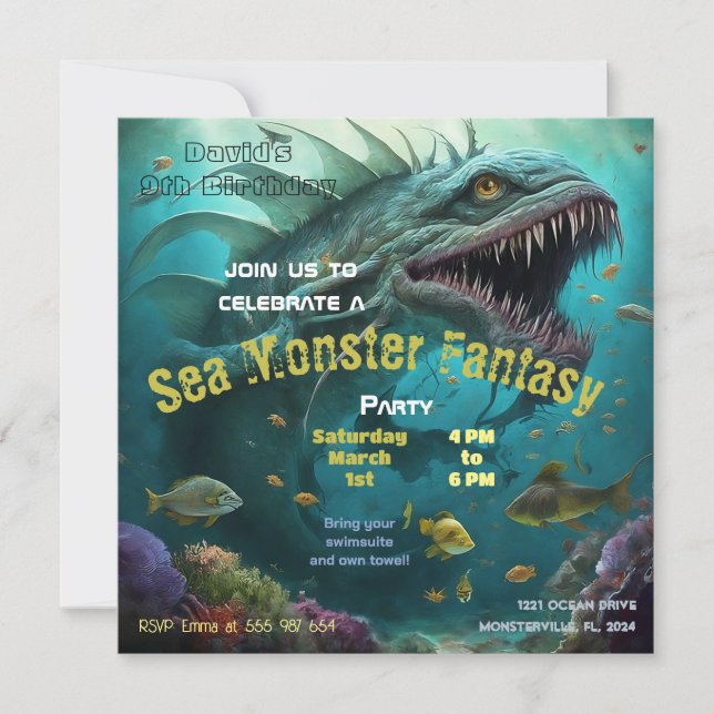 Fantasía del monstruo marino de la invitación de c (Anverso)