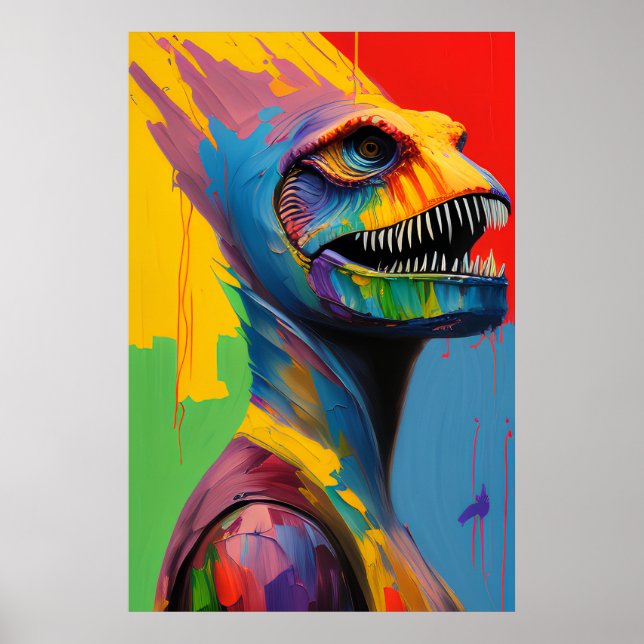 Fantasía Dinosaurio Híbrido Cyborg T-Rex Arte de C (Frente)