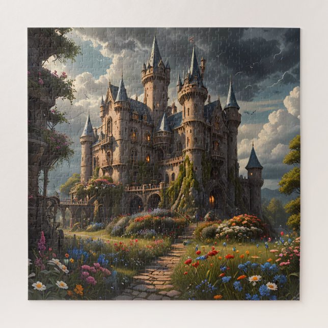 Fantasía Dragon Castle Jigsaw Puzzle (Vertical)