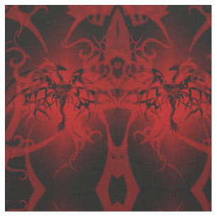 Fantasía Dragones negros tela de Gótico