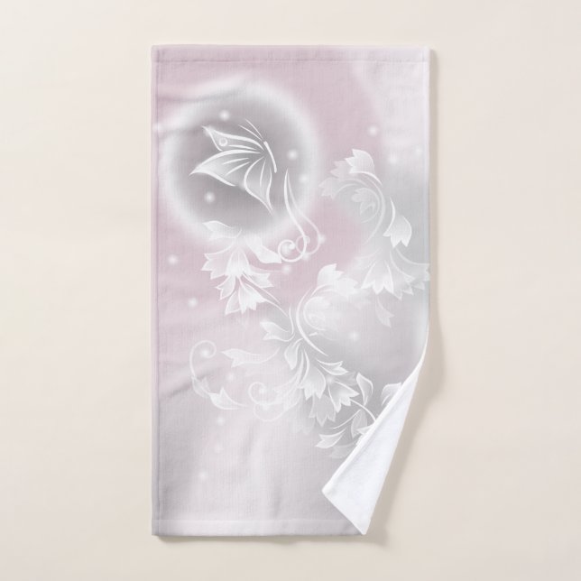 Fantasía floral blanca gris de Rubor (Toalla de mano)