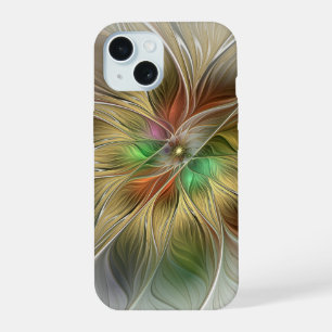 Fantasía Floral Con Fractal Dorado Moderno