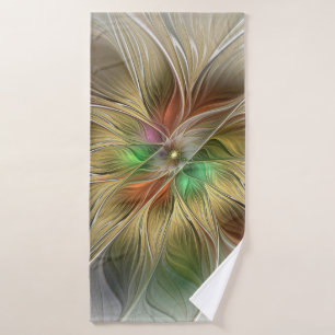 Fantasía Floral Con Fractal Dorado Moderno