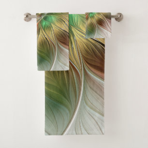 Fantasía Floral Con Fractal Dorado Moderno