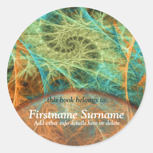 Fantasía Fractal Art Pegatina Bookplate (Anverso)