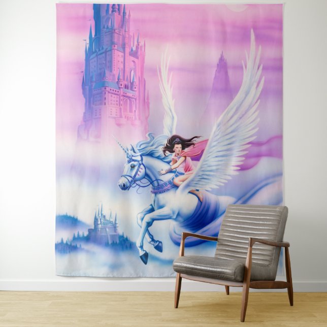 Fantasía gigante tapiz de la princesa Unicornio  (In situ)