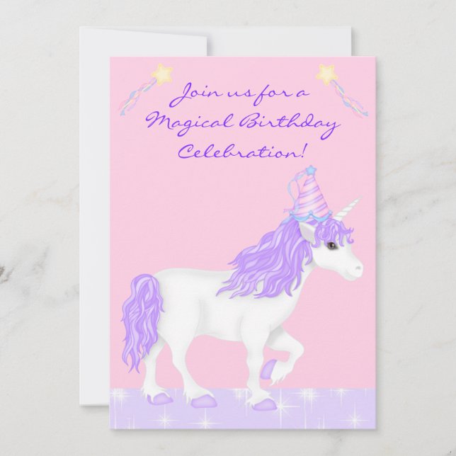 Fantasía mágica Invitación al cumpleaños de unicor (Anverso)