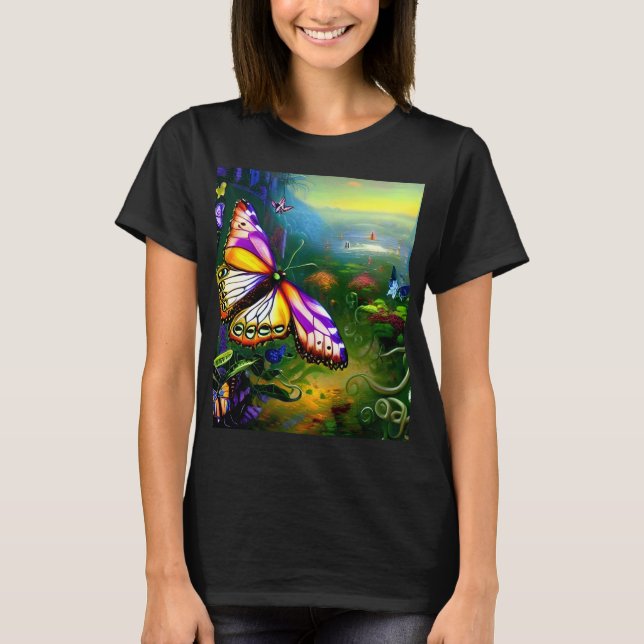 Fantasía mariposa travesía camiseta de arte digita (Anverso)