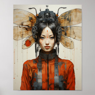 Fantasía mujer e insectos Wings Scifi Arte de IA