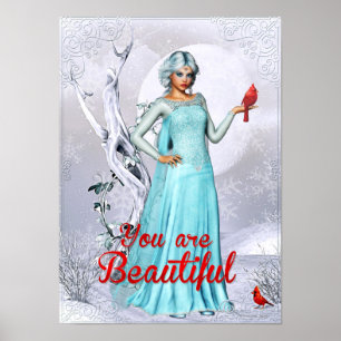 Fantasía Mujer Invierno Eres un bello arte Poster
