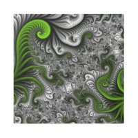 Fantasía Mundo Arte Fractal Verde Y Gris Resumen