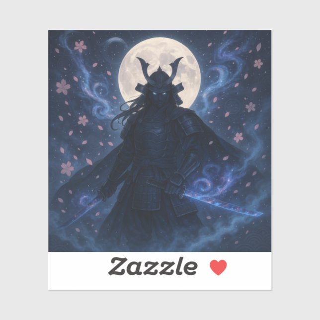 Fantasía oscura de Samurai Celestial pegatina de A (Hoja)