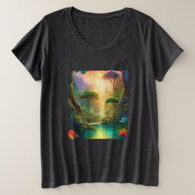 Fantasía paisaje Colores vibrantes Río T-Shirt (Anverso del diseño)