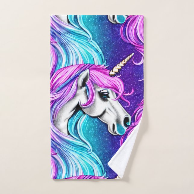 Fantasía Patrón sin foco de Unicornio blanco (Toalla de mano)