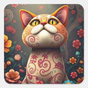 Fantasía Patterada Fun Cat Pegatinas