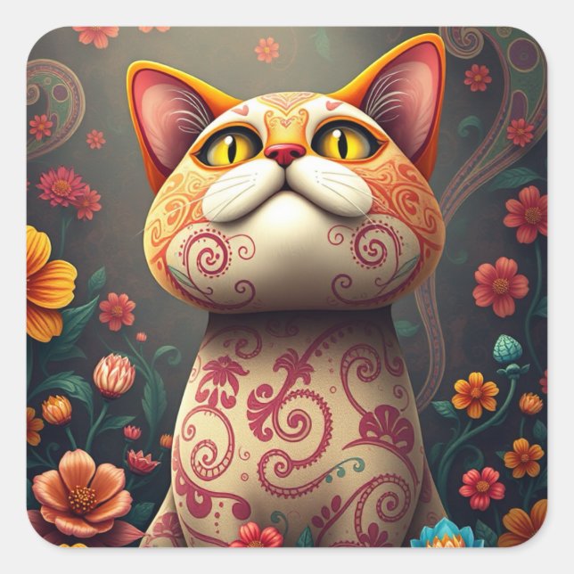 Fantasía Patterada Fun Cat Pegatinas (Anverso)