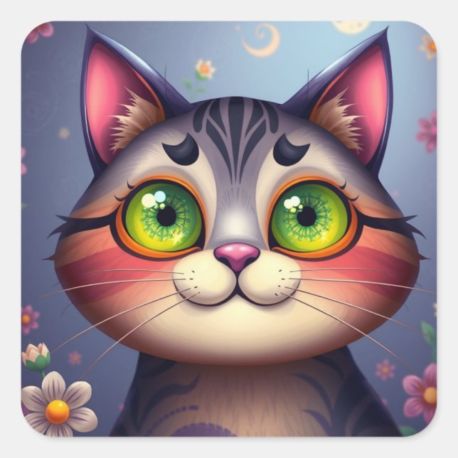 Fantasía Patterada Fun Cat Pegatinas (Anverso)