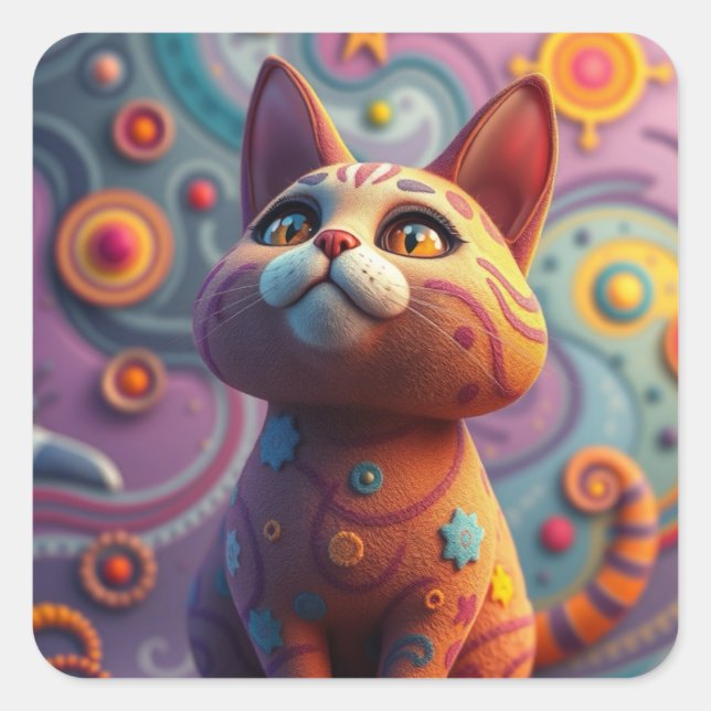 Fantasía Patterada Fun Cat Pegatinas (Anverso)