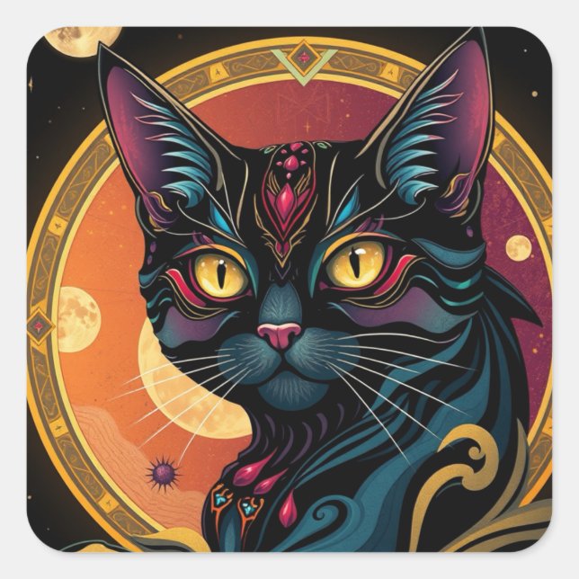 Fantasía Patterada Fun Cat Pegatinas (Anverso)