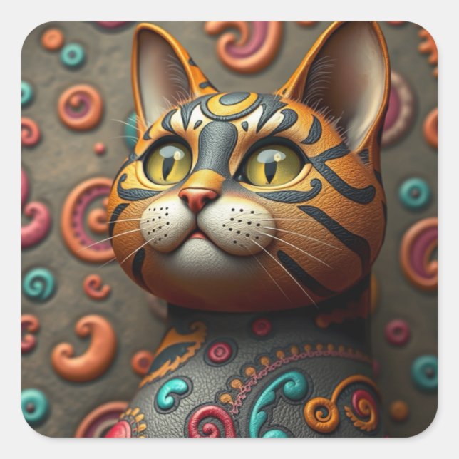 Fantasía Patterada Fun Cat Pegatinas (Anverso)