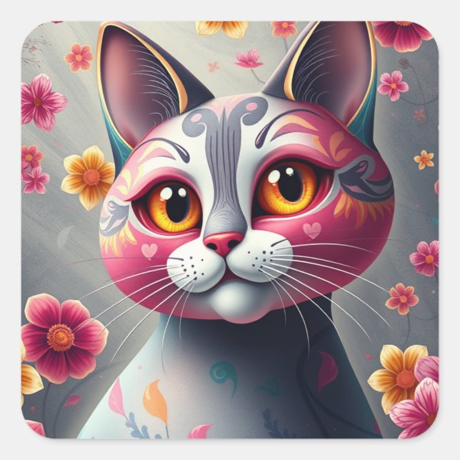 Fantasía Patterada Fun Cat Pegatinas (Anverso)