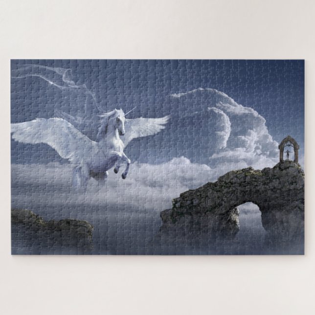 Fantasía Pegasus White Horse Jigsaw Puzzle (Horizontal)