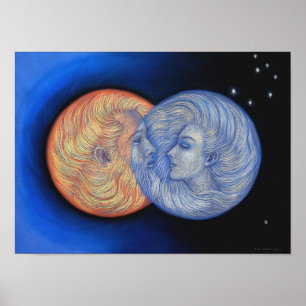 Fantasía Poster Sun Moon romántico Dios Diosa Arte
