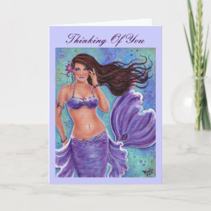 Fantasía Púrpura Mermaid Tarjeta De Saludo De Rene