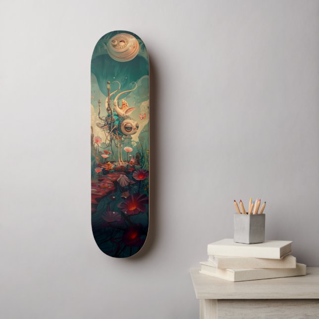 Fantasía robot patineta de arte cósmico (Arte de la pared)