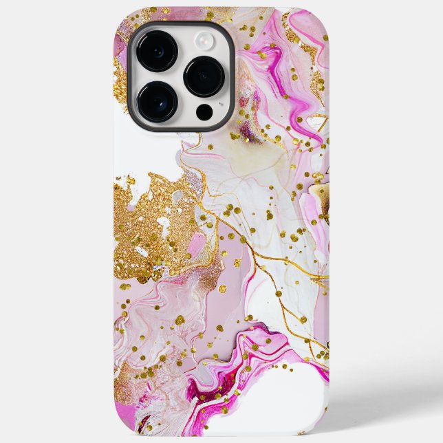 Fantasía rosa Alcohol Ink iPhone 14 Pro Max Funda (Reverso )