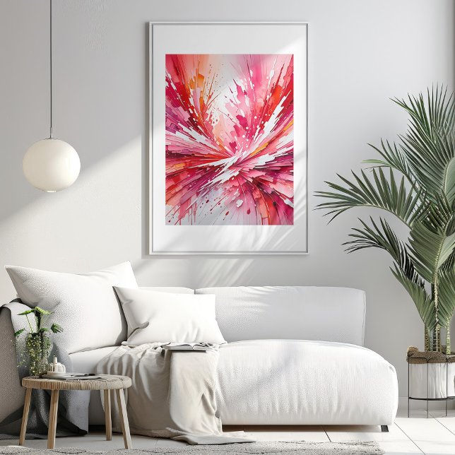 Fantasía rosa Resumen Poster de arte acrílico (Pink Fantasy Abstract Acrylic Art Poster Mockup 1)