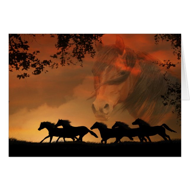 Fantasía Tarjeta espiritual de caballos salvajes (Anverso (Horizontal))