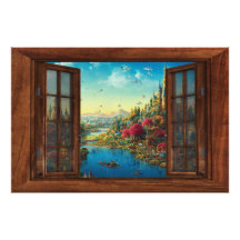 Fantasía Ventana Falsa Niños Decoración Foto Impre