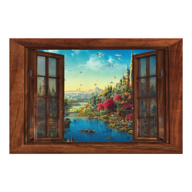 Fantasía Ventana Falsa Niños Decoración Foto Impre (Frente)