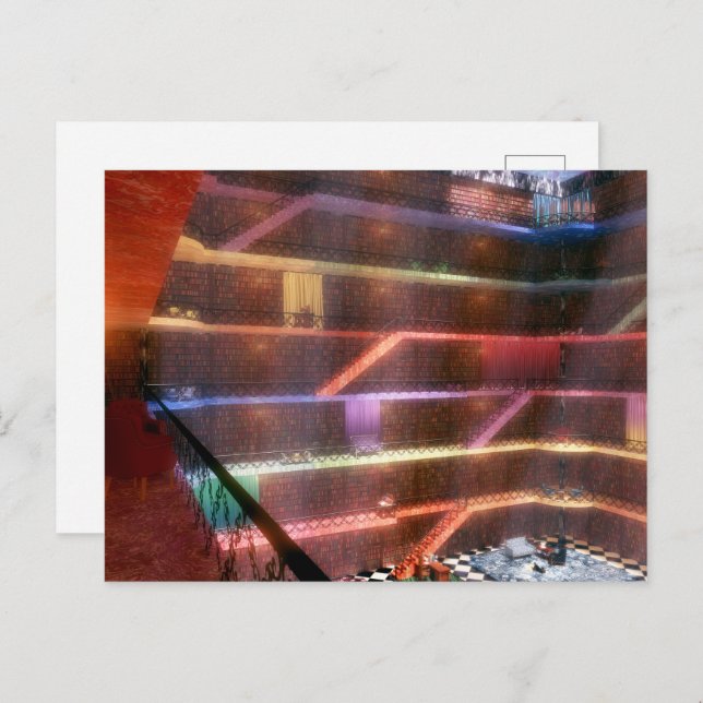 Fantasías: La postal de la biblioteca del palacio (Anverso / Reverso)