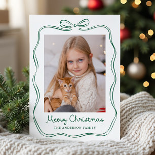 Fantasiosa Foto de Navidad con Lazo Verde Meowy