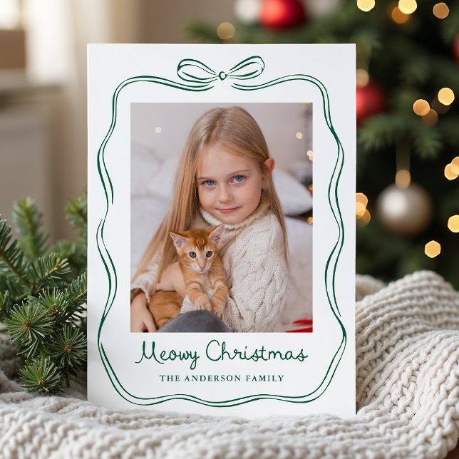 Fantasiosa Foto de Navidad con Lazo Verde Meowy (Subido por el creador)