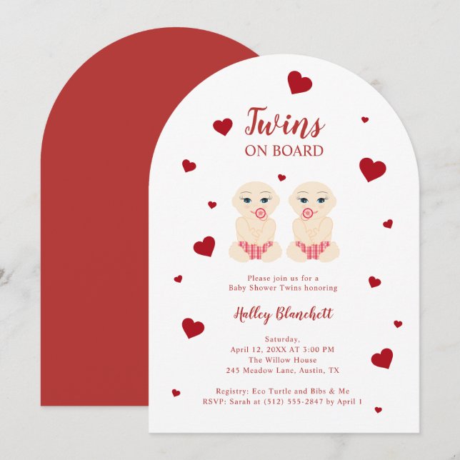Fantasiosa Invitación de Cumpleaños para Gemelos L (Anverso / Reverso)
