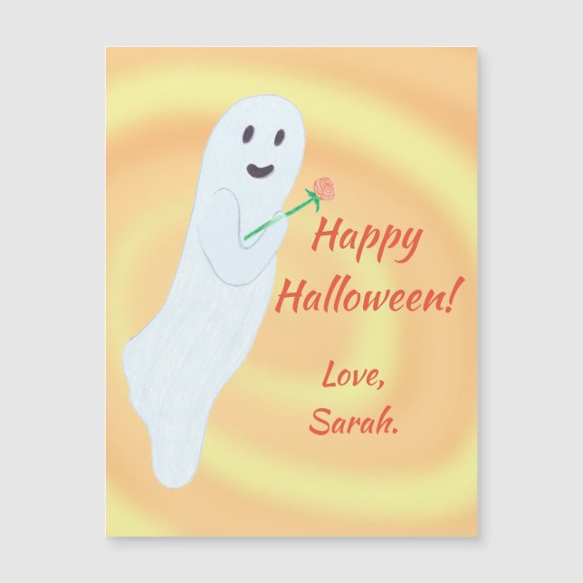 Fantasma amistoso, tarjeta magnética de Halloween  (Anverso)
