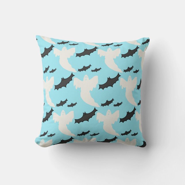 Fantasma azul claro suave murciélago Cojín decorat (Anverso)