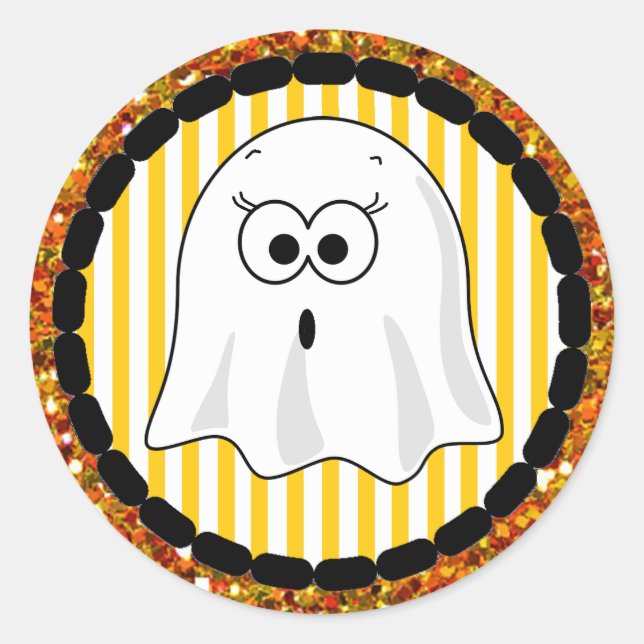 Fantasma blanco y Naranja franjas Pegatinas de Hal (Anverso)