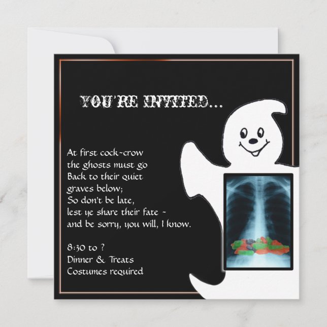 Fantasma con golosinas invitaciones a la fiesta de (Anverso)